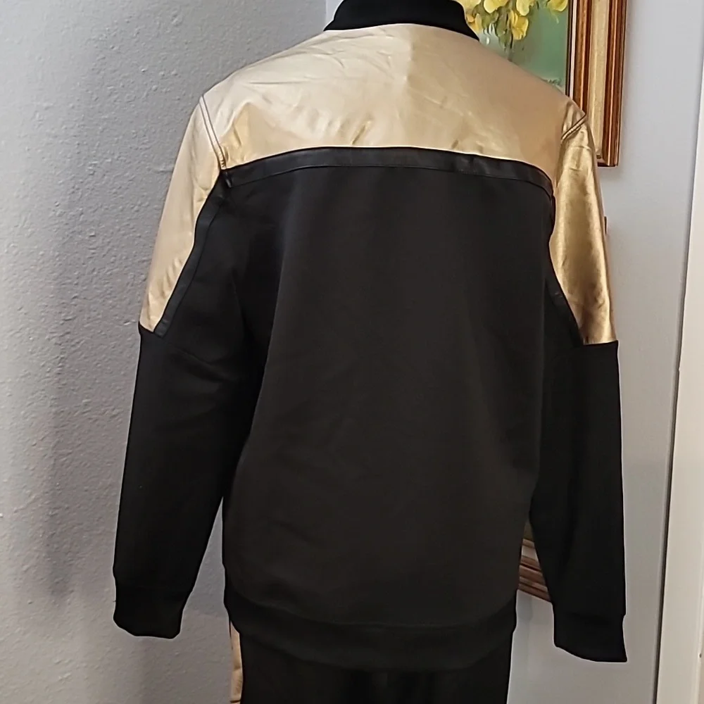 INC black and metallic gold track suit pants and jacket size large - Picture 9 of 16